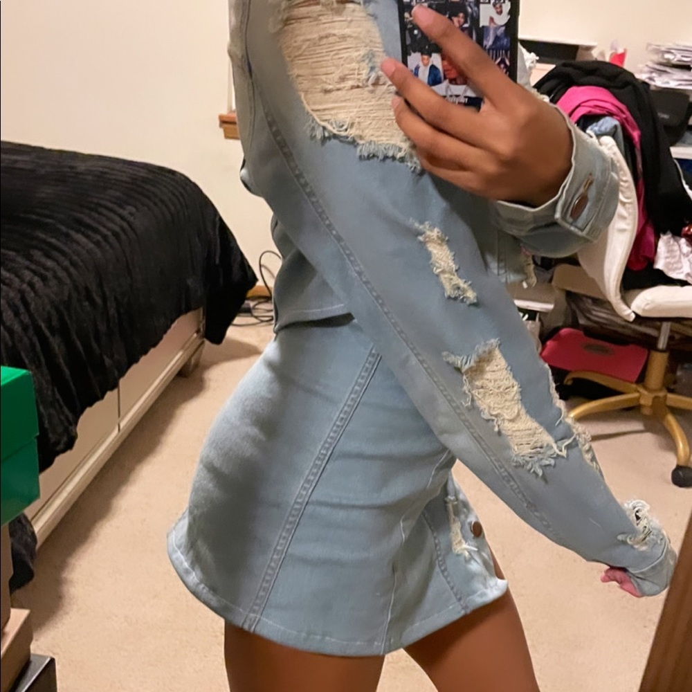 Denim skirt & jacket set